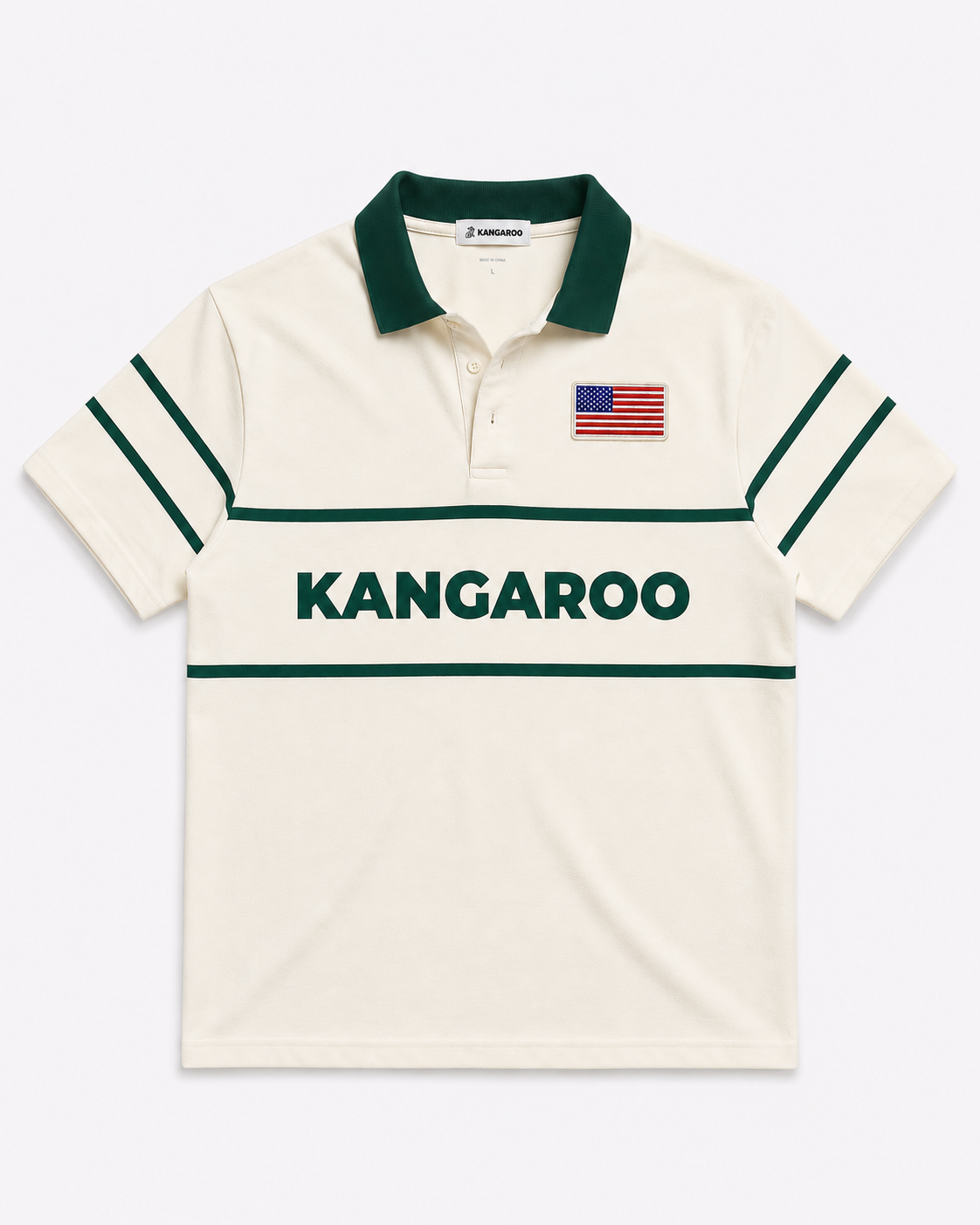 Kangaroo Classic Polo (Cream/Green)